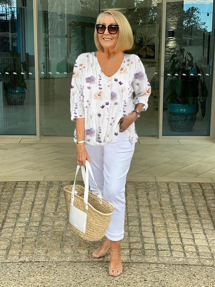 Marie - Blouse élégante avec fleurs