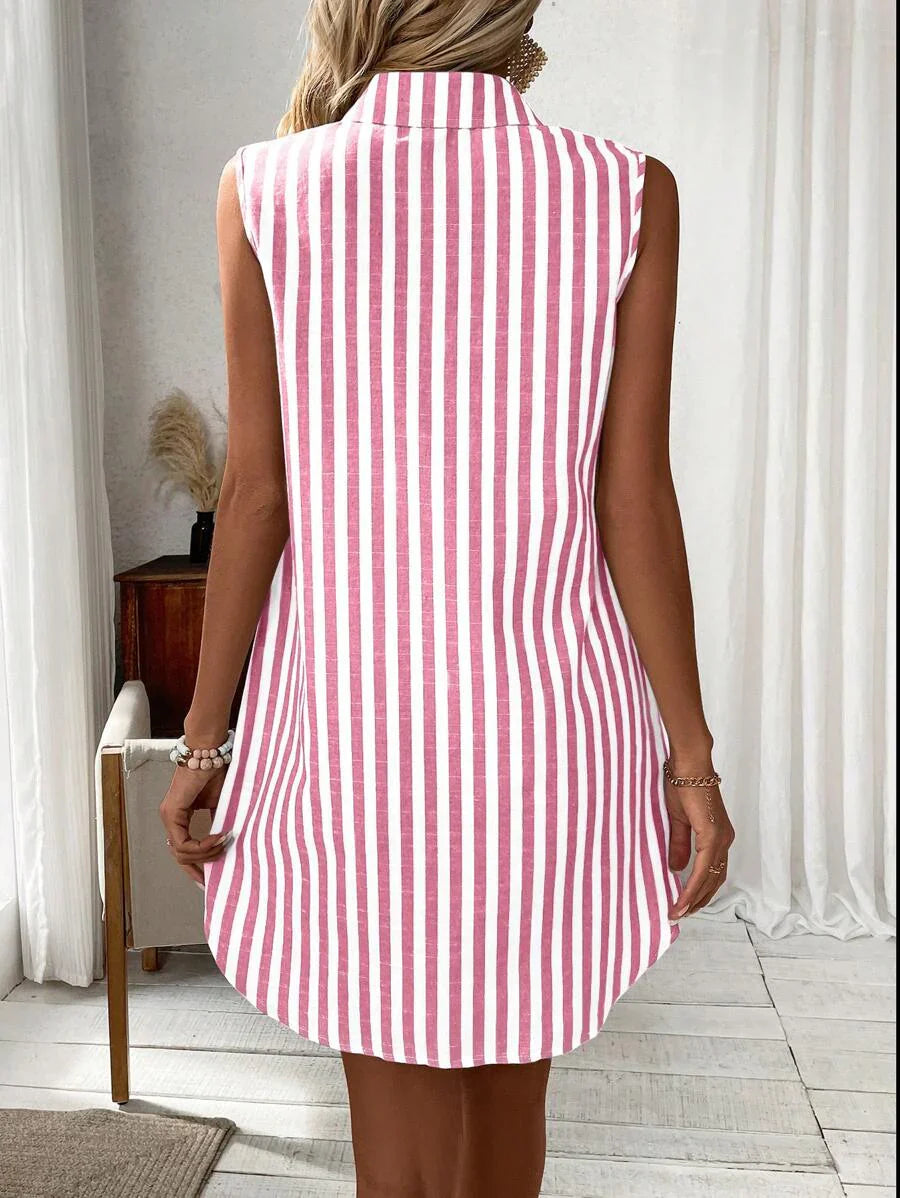 Isabelle - Robe chemise rayée élégante