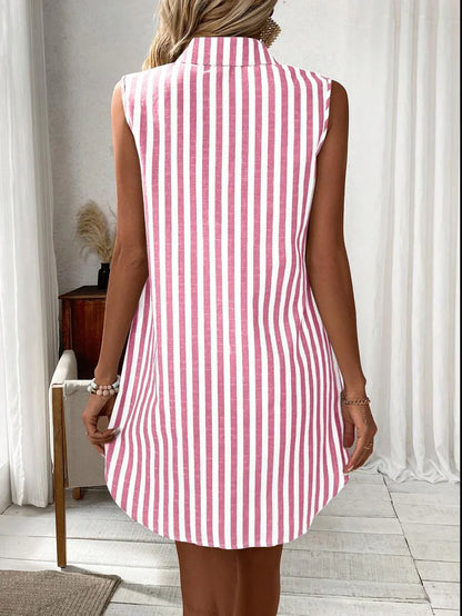 Isabelle - Robe chemise rayée élégante