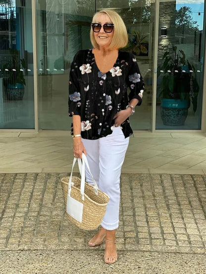 Marie - Blouse élégante avec fleurs