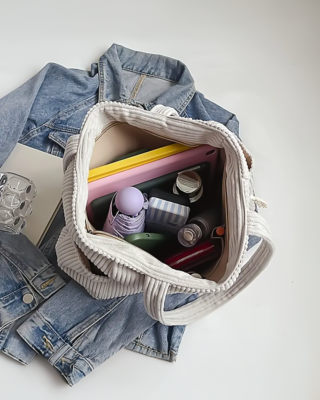 Maëlle - Sac fourre-tout côtelé avec détail en cordon