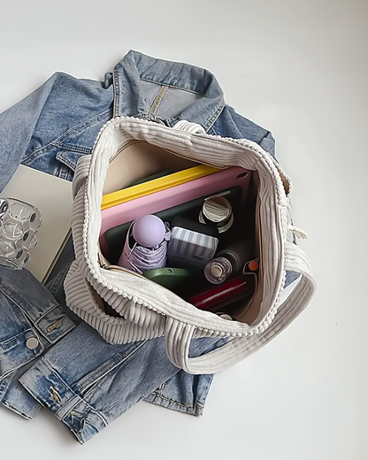 Maëlle - Sac fourre-tout côtelé avec détail en cordon