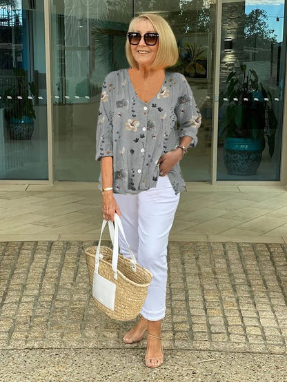 Marie - Blouse élégante avec fleurs